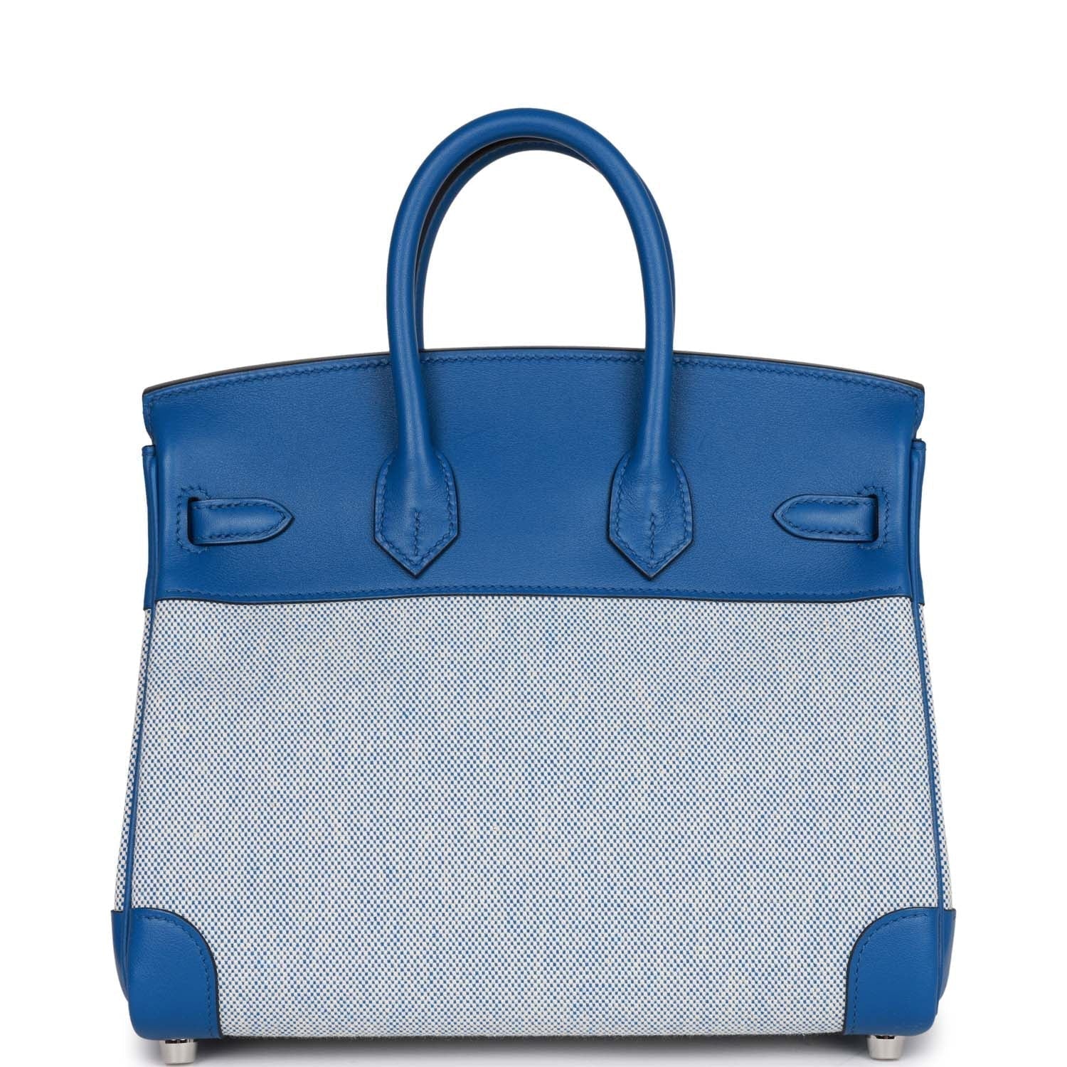 Birkin 25 Bleu Bill Toile H and Bleu France Swift Swift Palladium Hardware Kilta bags