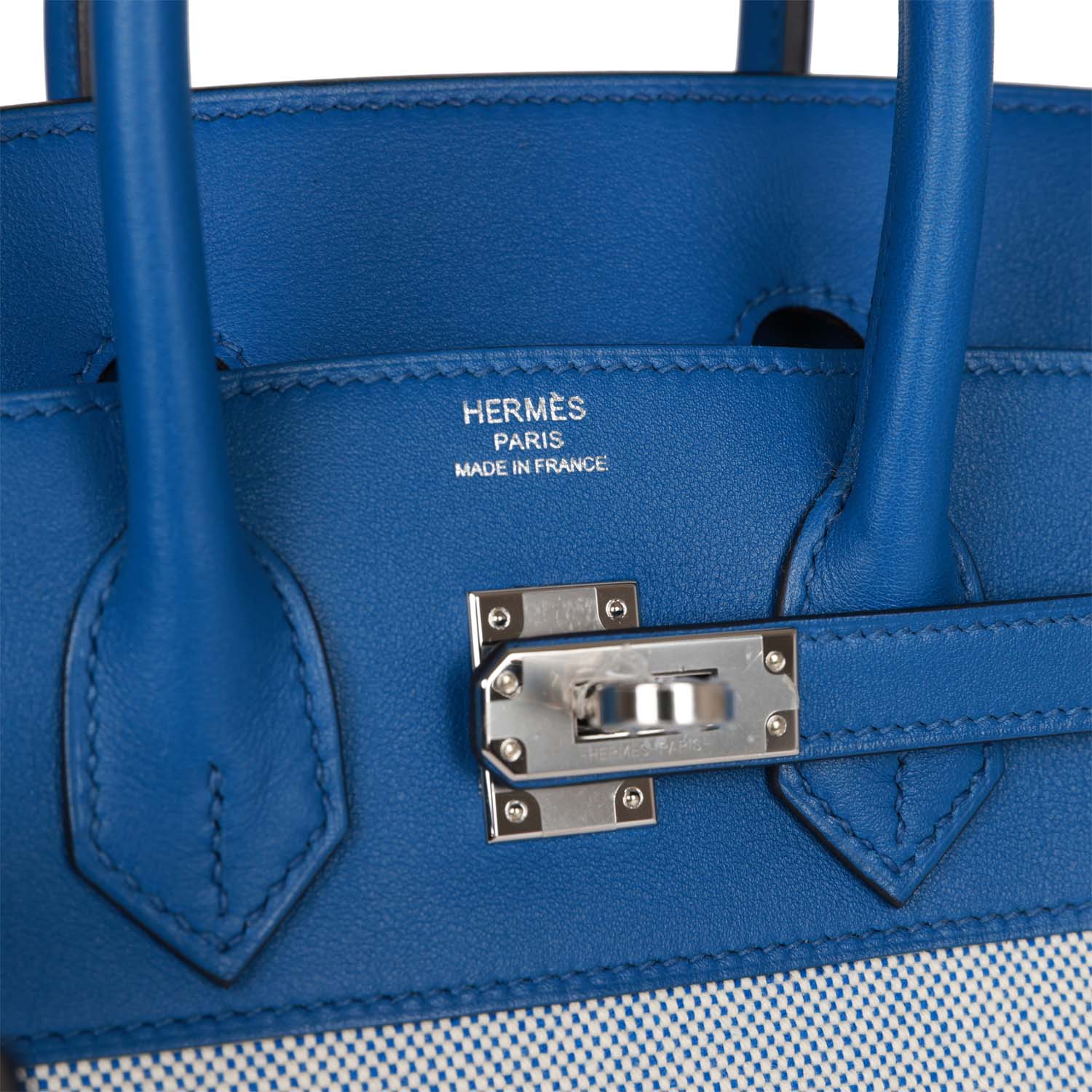 Birkin 25 Bleu Bill Toile H and Bleu France Swift Swift Palladium Hardware Kilta bags