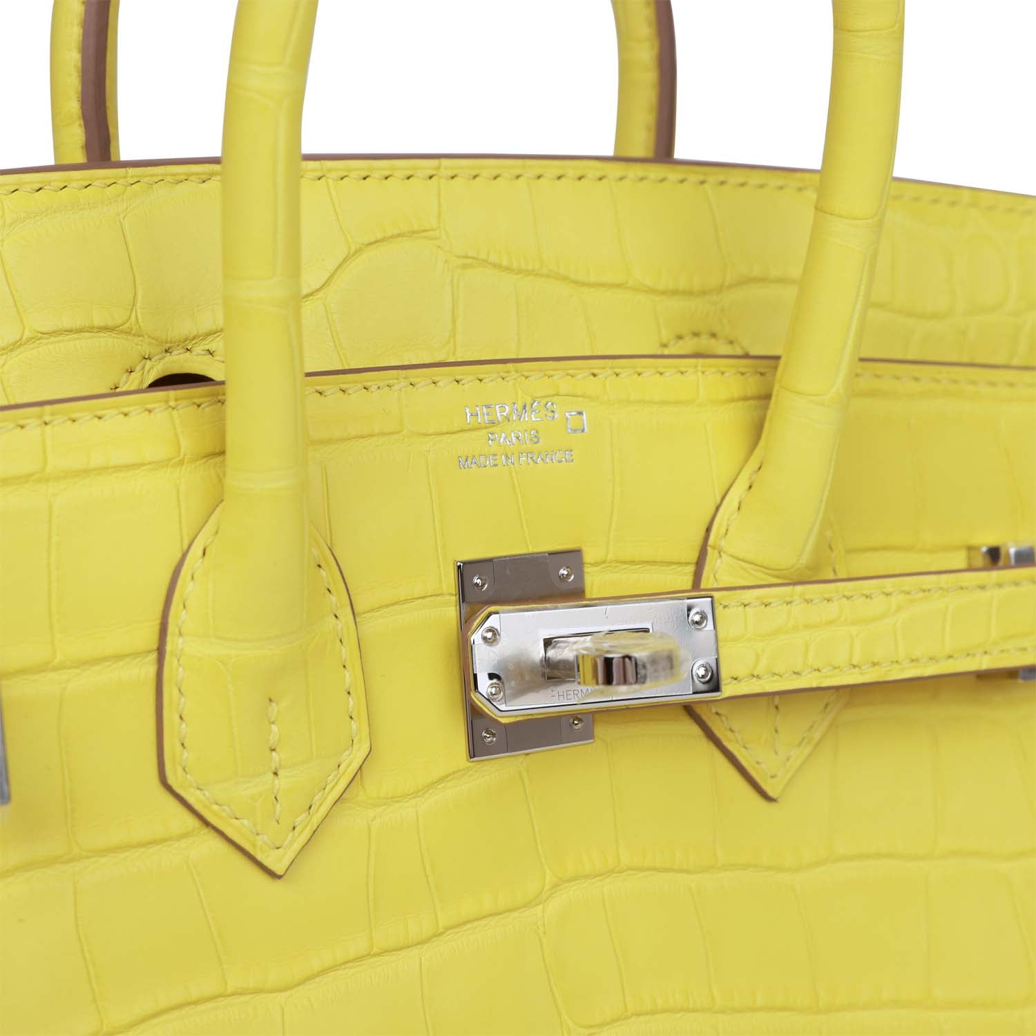 Birkin 25 Lime Matte Alligator Palladium Hardware Kilta bags