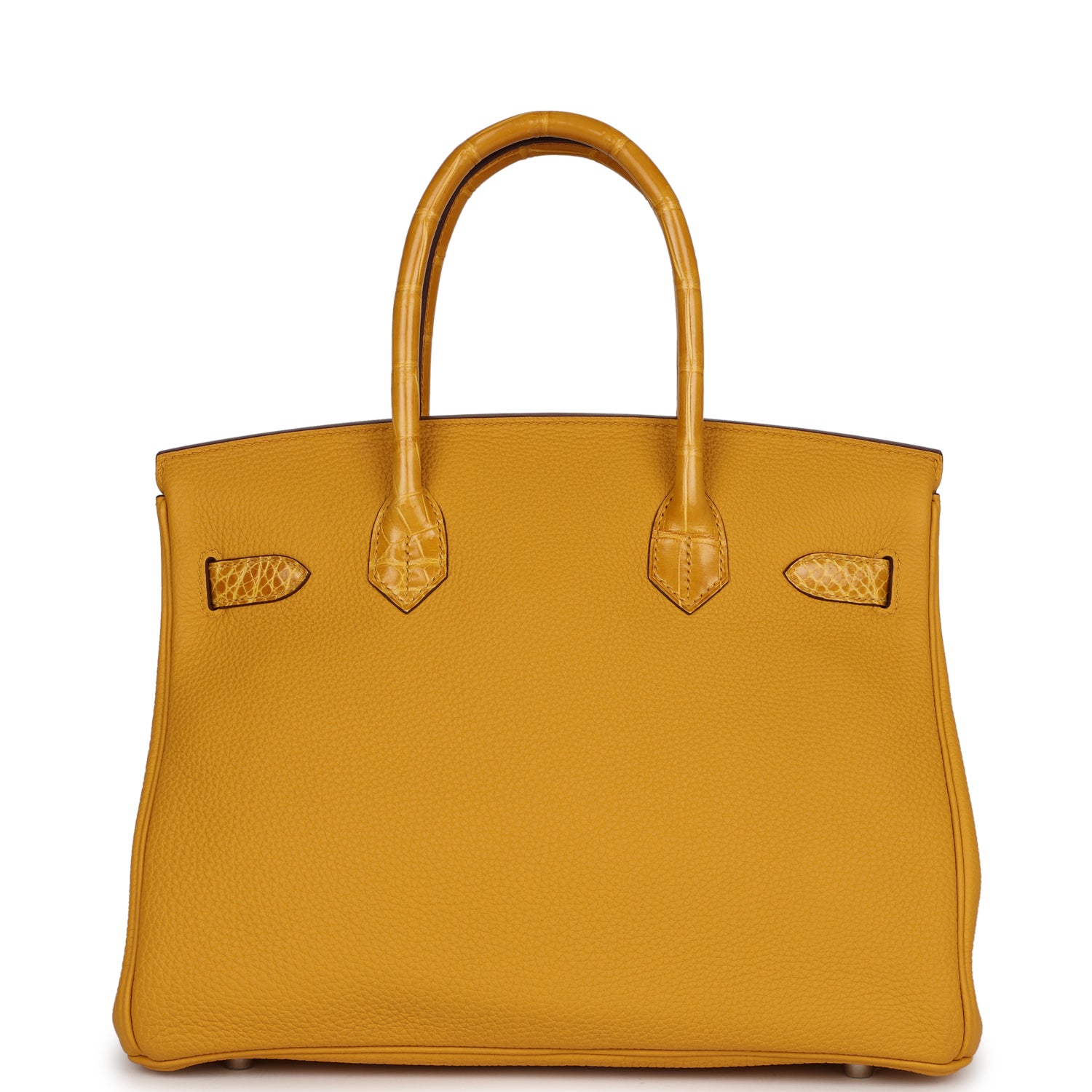 Birkin 30 Jaune Ambre Shiny Niloticus Crocodile and Togo Touch Palladium Hardware Kilta bags