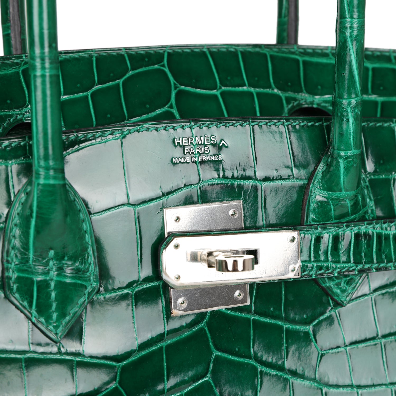 Birkin 30 Emerald Shiny Niloticus Crocodile Palladium Hardware Kilta bags