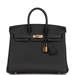 Birkin 25 Black Togo Rose Gold Hardware Kilta bags