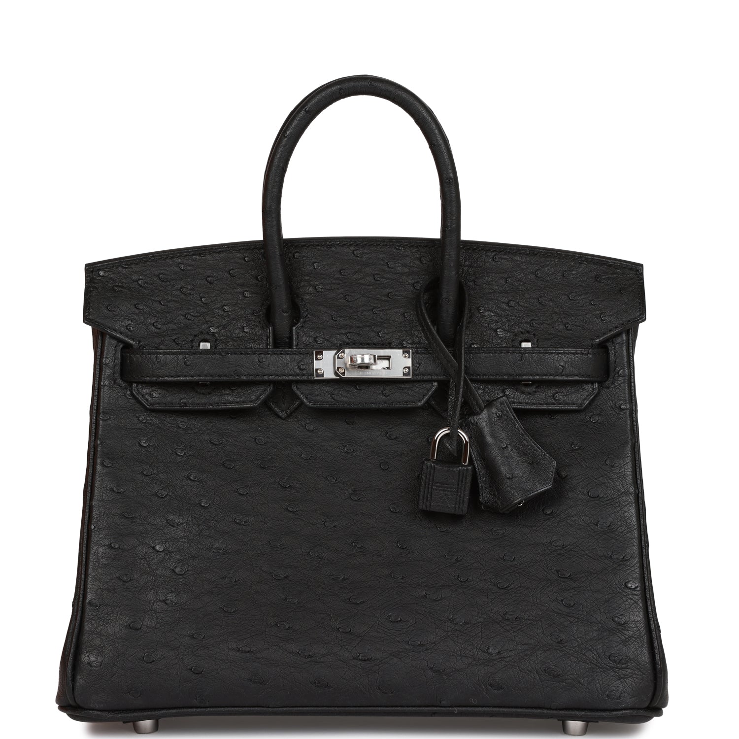 HRMS Birkin 25 Black Ostrich Palladium Hardware - sneakerhillcom