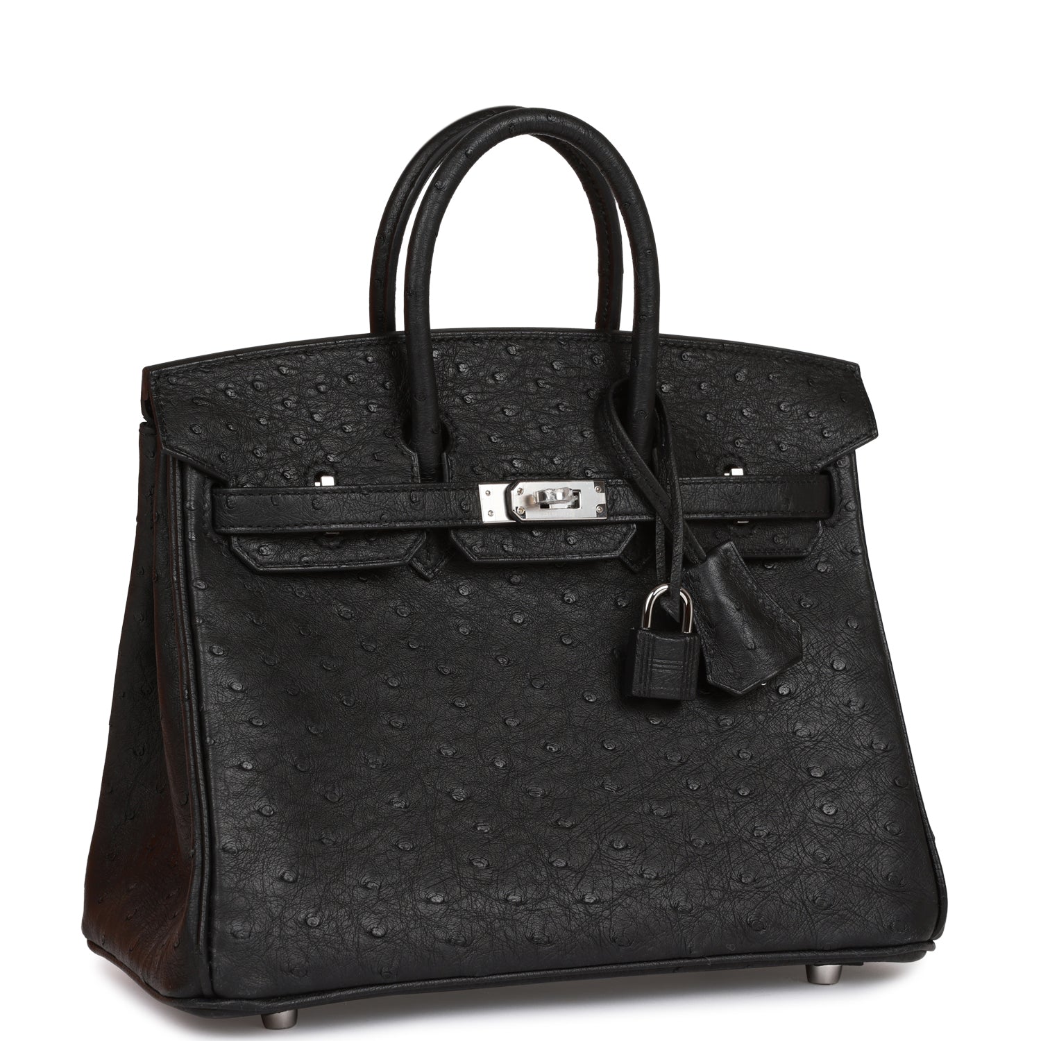 HRMS Birkin 25 Black Ostrich Palladium Hardware - sneakerhillcom