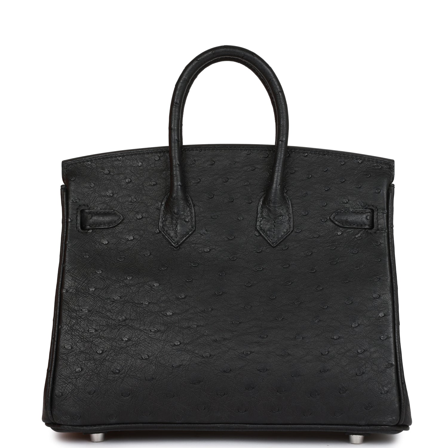 HRMS Birkin 25 Black Ostrich Palladium Hardware - sneakerhillcom