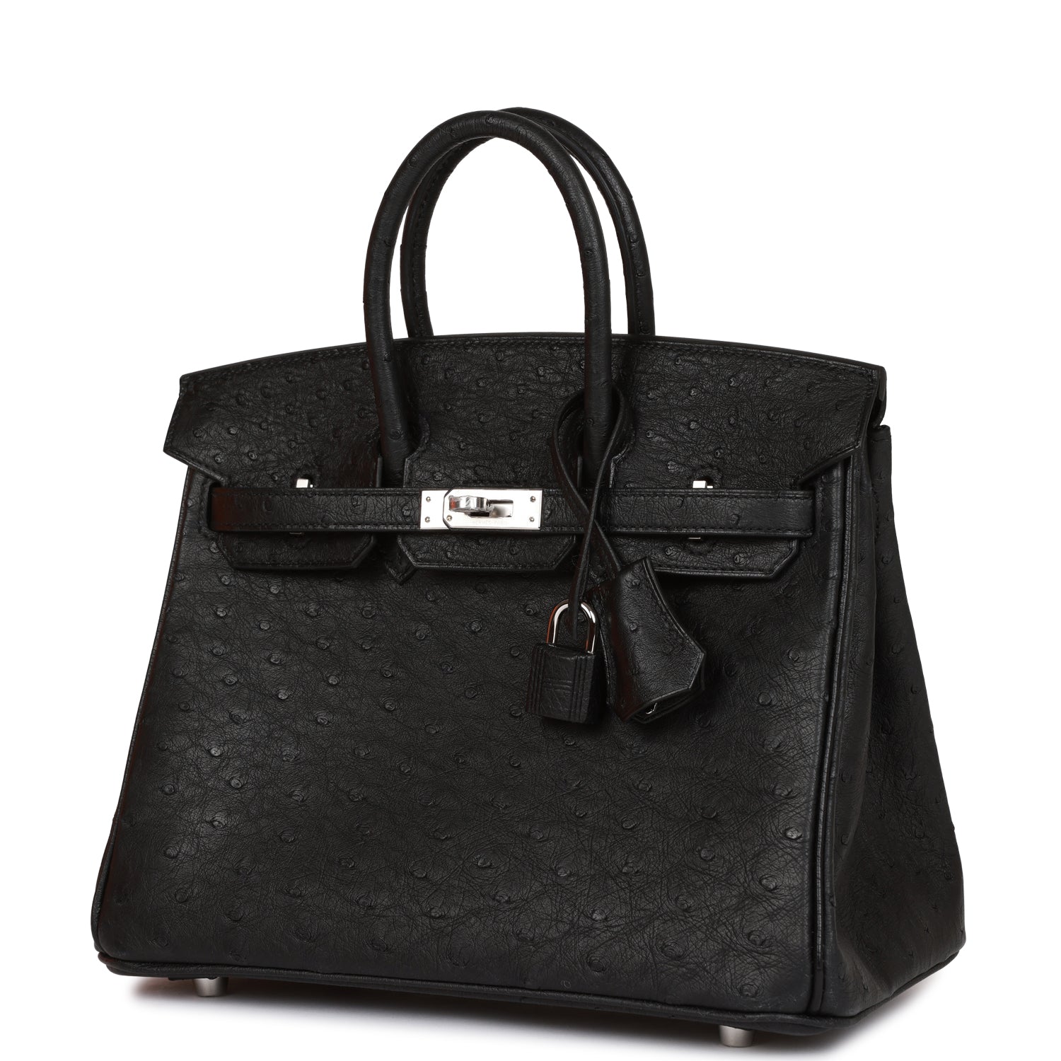 HRMS Birkin 25 Black Ostrich Palladium Hardware - sneakerhillcom