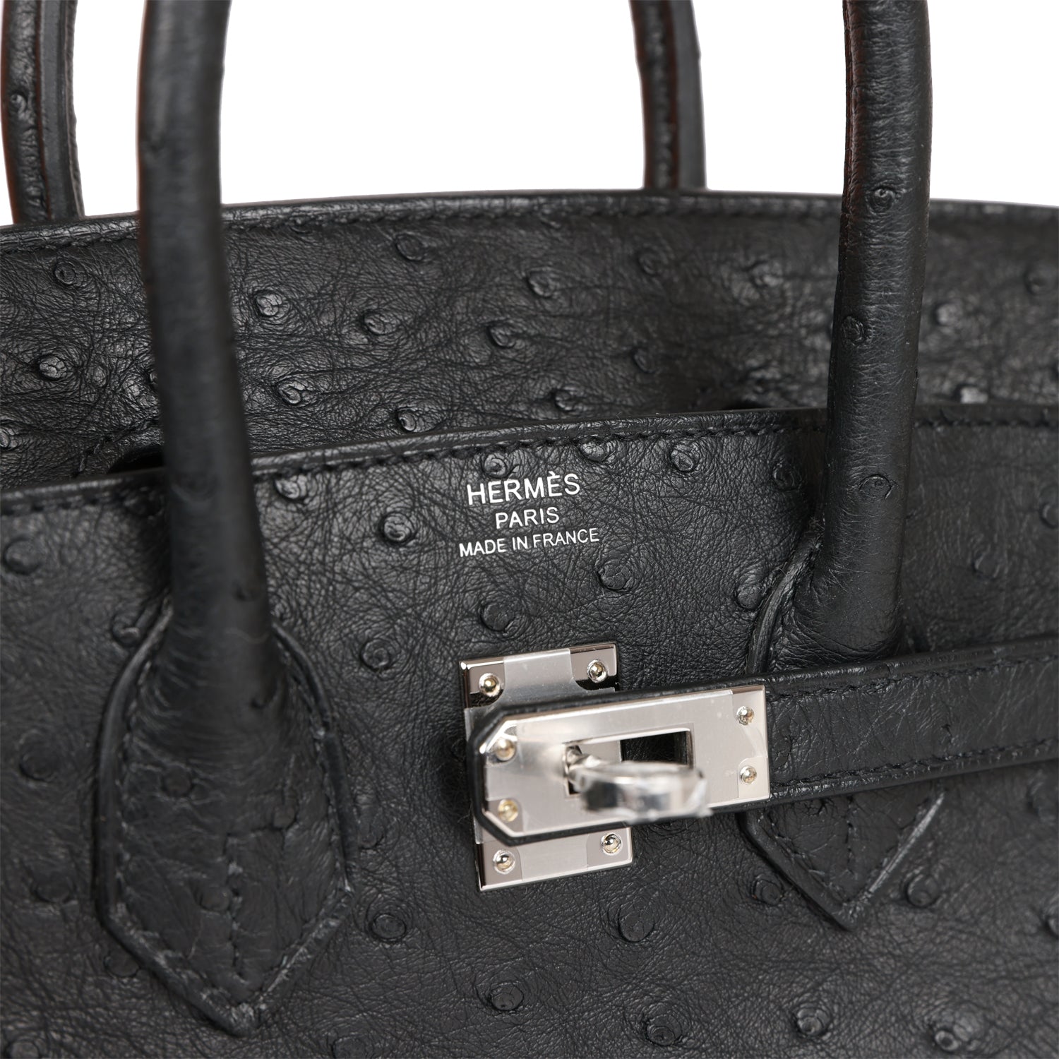 HRMS Birkin 25 Black Ostrich Palladium Hardware - sneakerhillcom