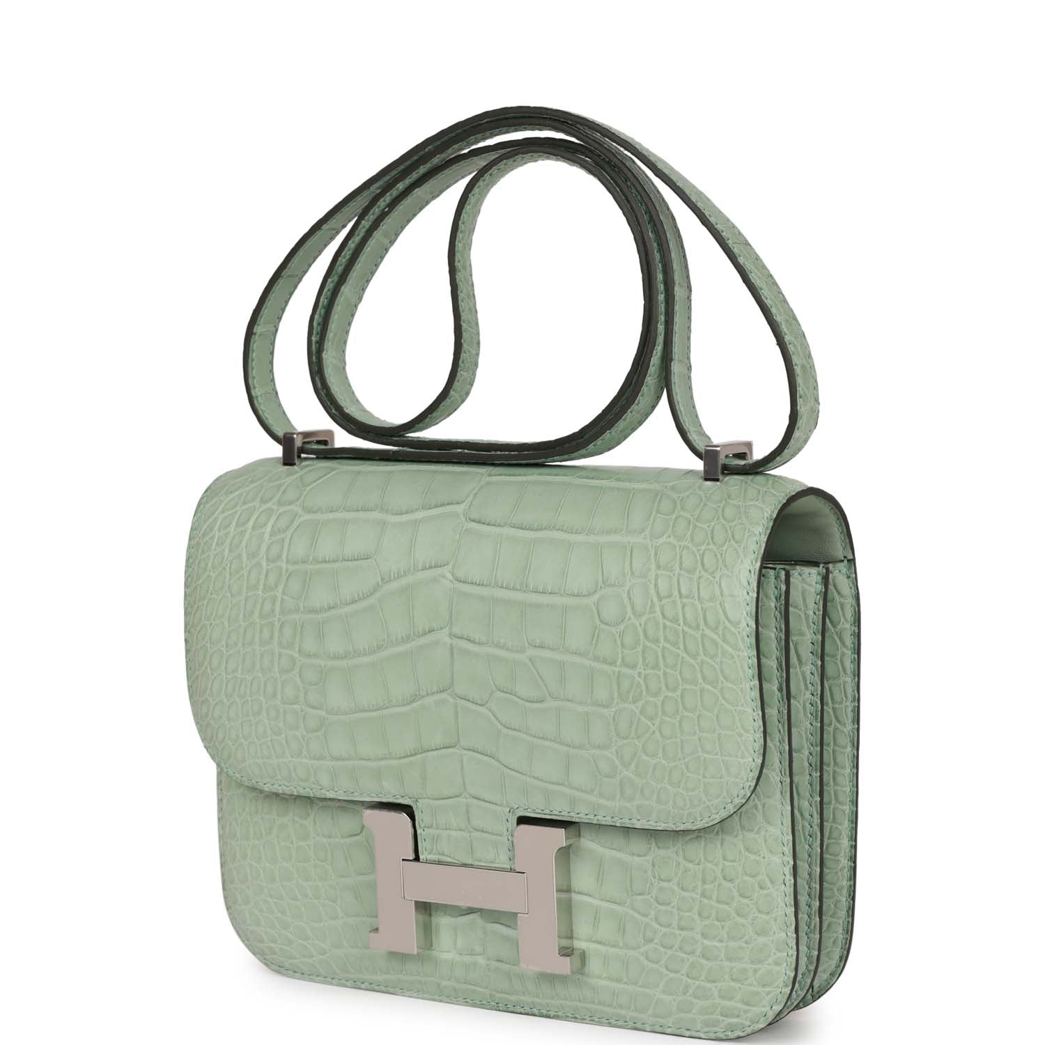 Constance 1-18 Vert D'Eau Matte Alligator Palladium Hardware Kilta bags