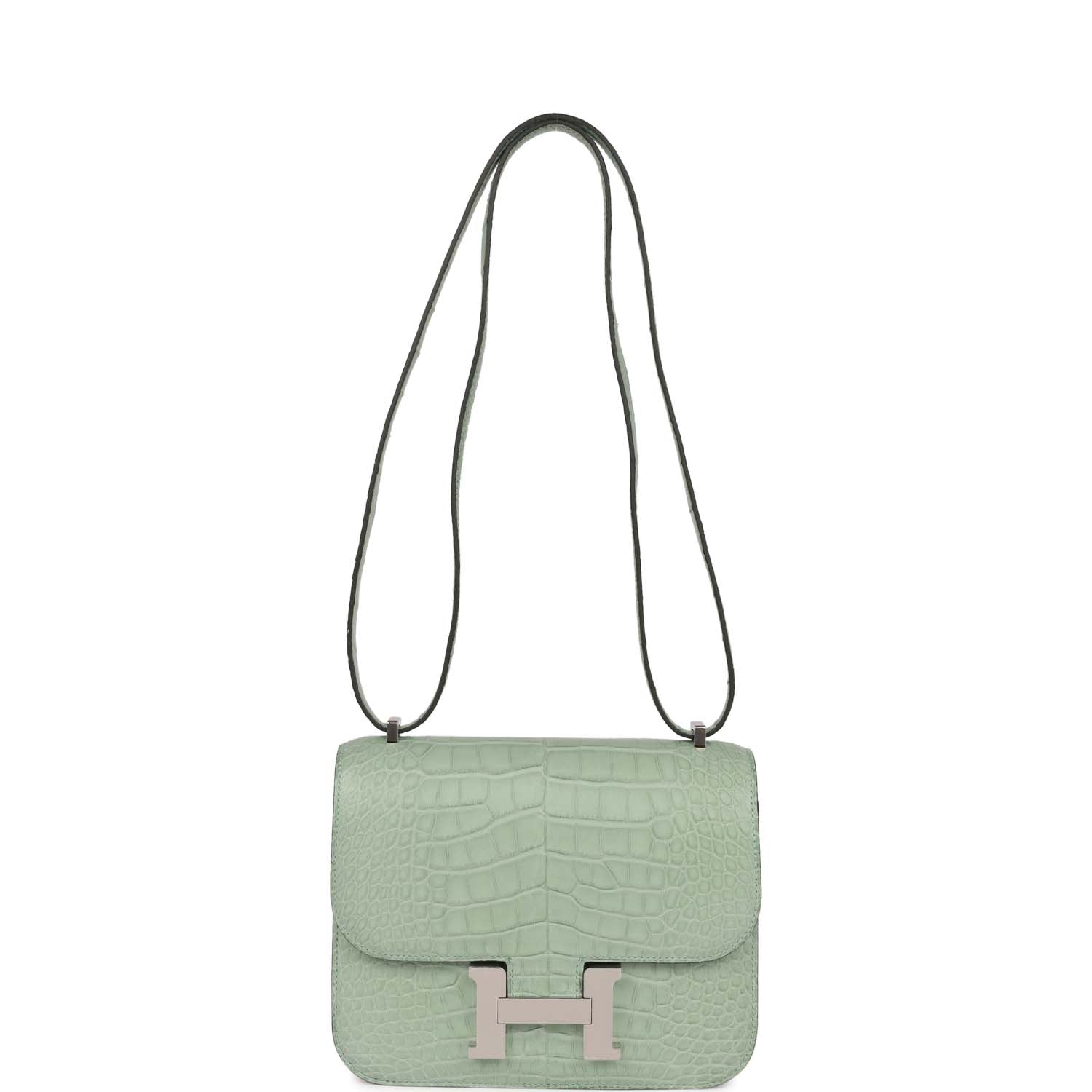 Constance 1-18 Vert D'Eau Matte Alligator Palladium Hardware Kilta bags