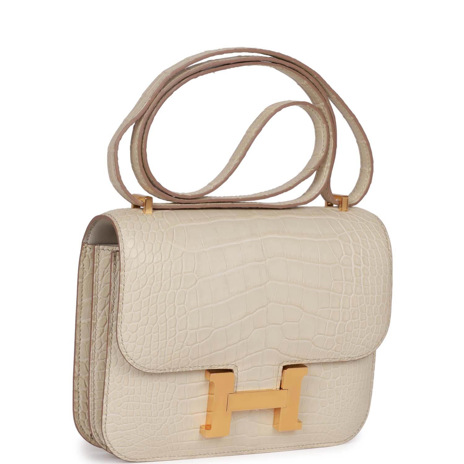 Constance 18 Beton Matte Alligator Mississippiensis Gold Hardware Kilta bags