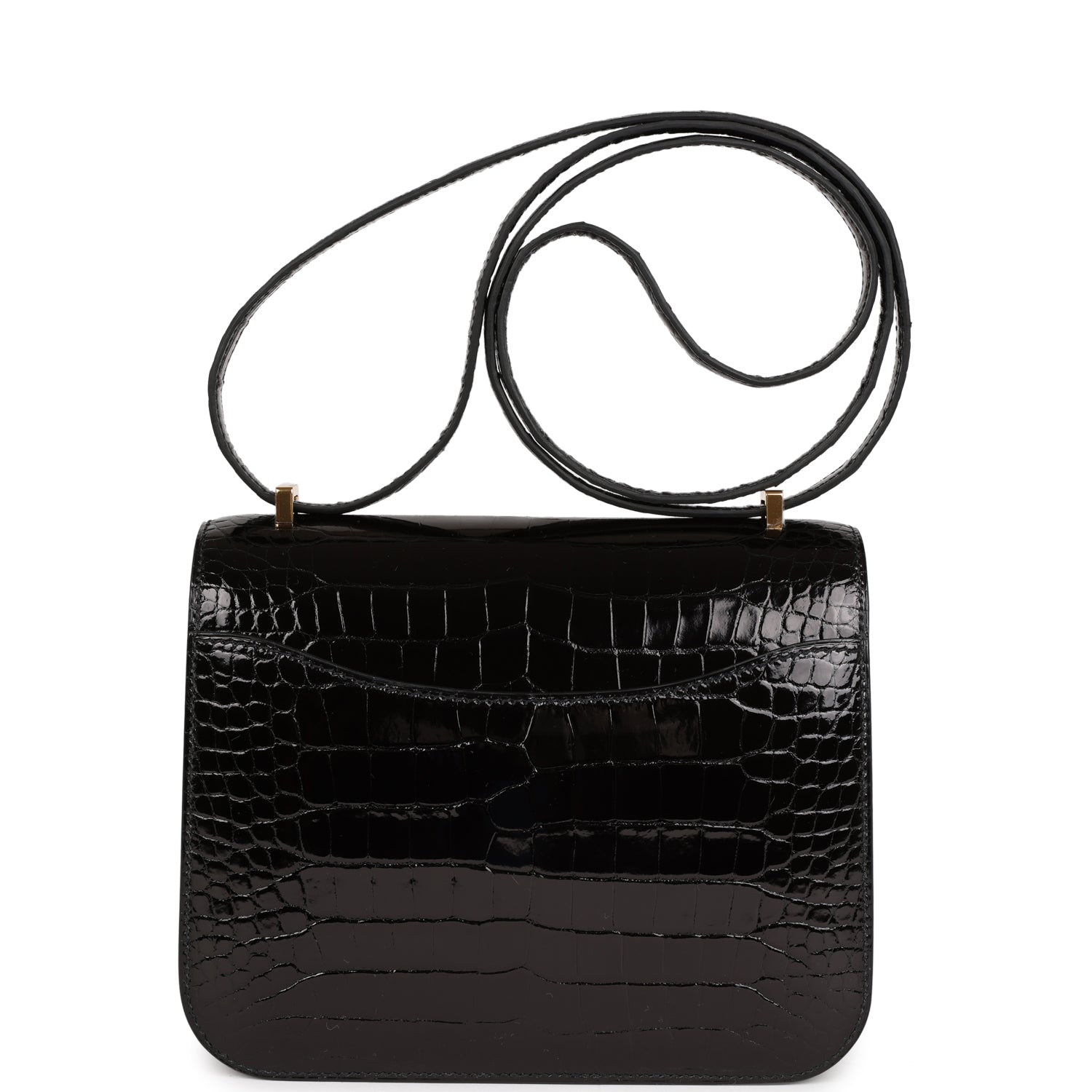 Constance 18 Black Shiny Alligator Gold Hardware Kilta bags