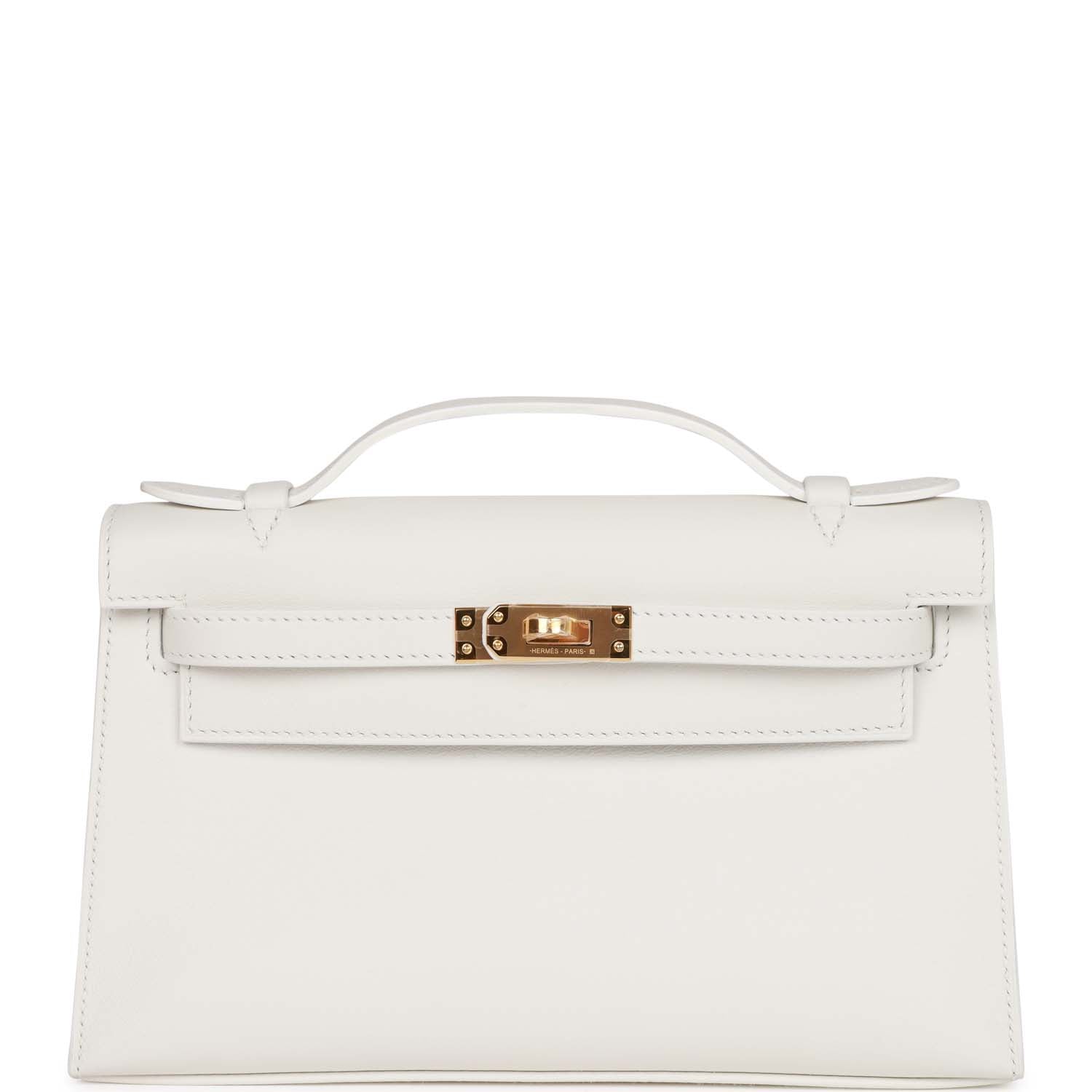 Kelly Pochette White Swift Gold Hardware - sneakerlandnet