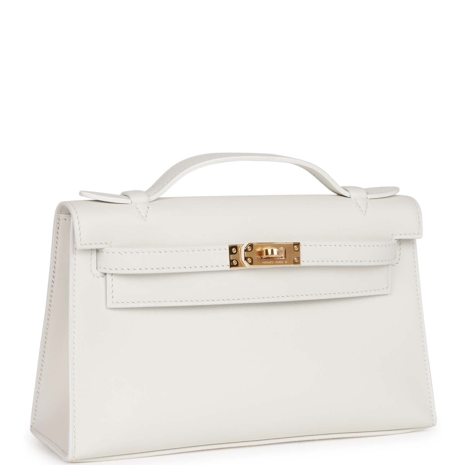 Kelly Pochette White Swift Gold Hardware - sneakerlandnet