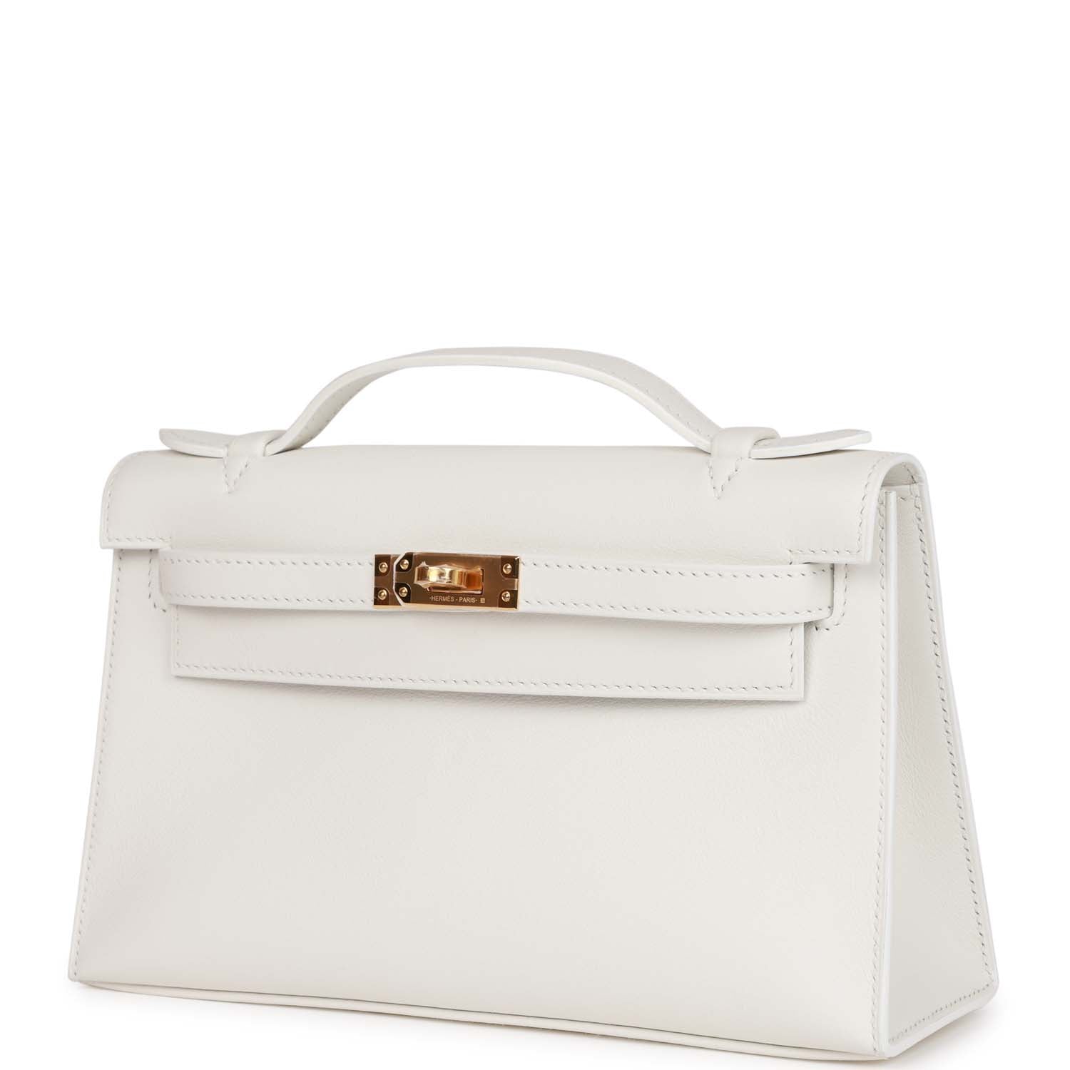 Kelly Pochette White Swift Gold Hardware - sneakerlandnet