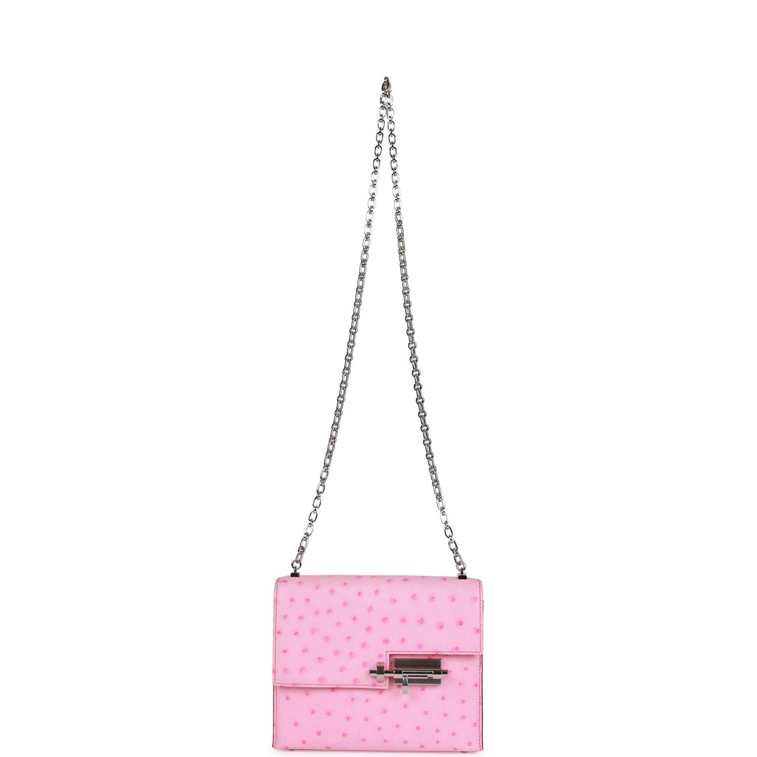 Mini Verrou Chaine Bag Bubblegum Ostrich Palladium Hardware Kilta bags