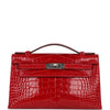 Kelly Pochette Braise Shiny Alligator Palladium Hardware Kilta bags