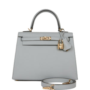 Hermes Special Order (HSS) Kelly Sellier 25 Bleu Glacier Verso Epsom Permabrass Hardware - sneakerhillcom