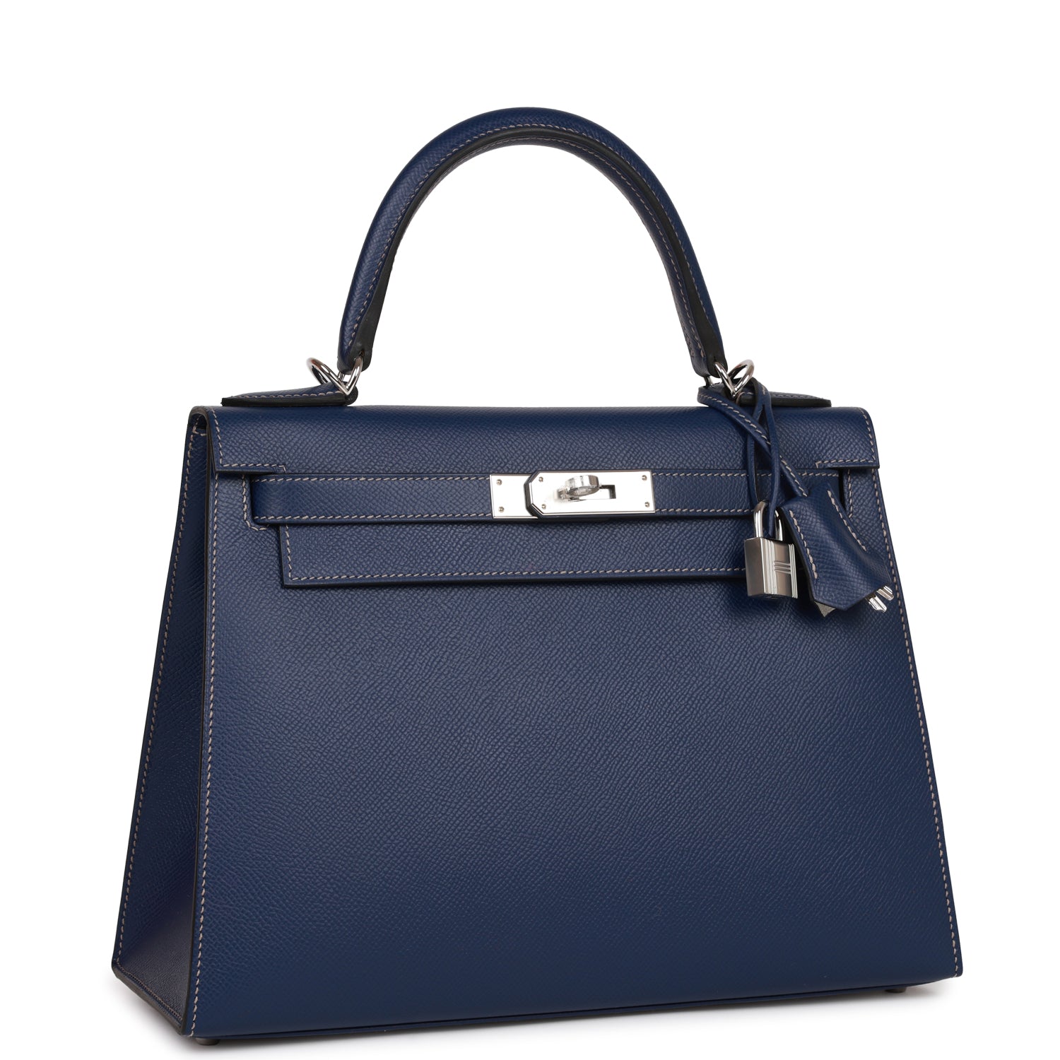 Hermes Special Order (HSS) Kelly Sellier 28 Bleu Indigo Epsom Palladium Hardware - sneakerhillcom