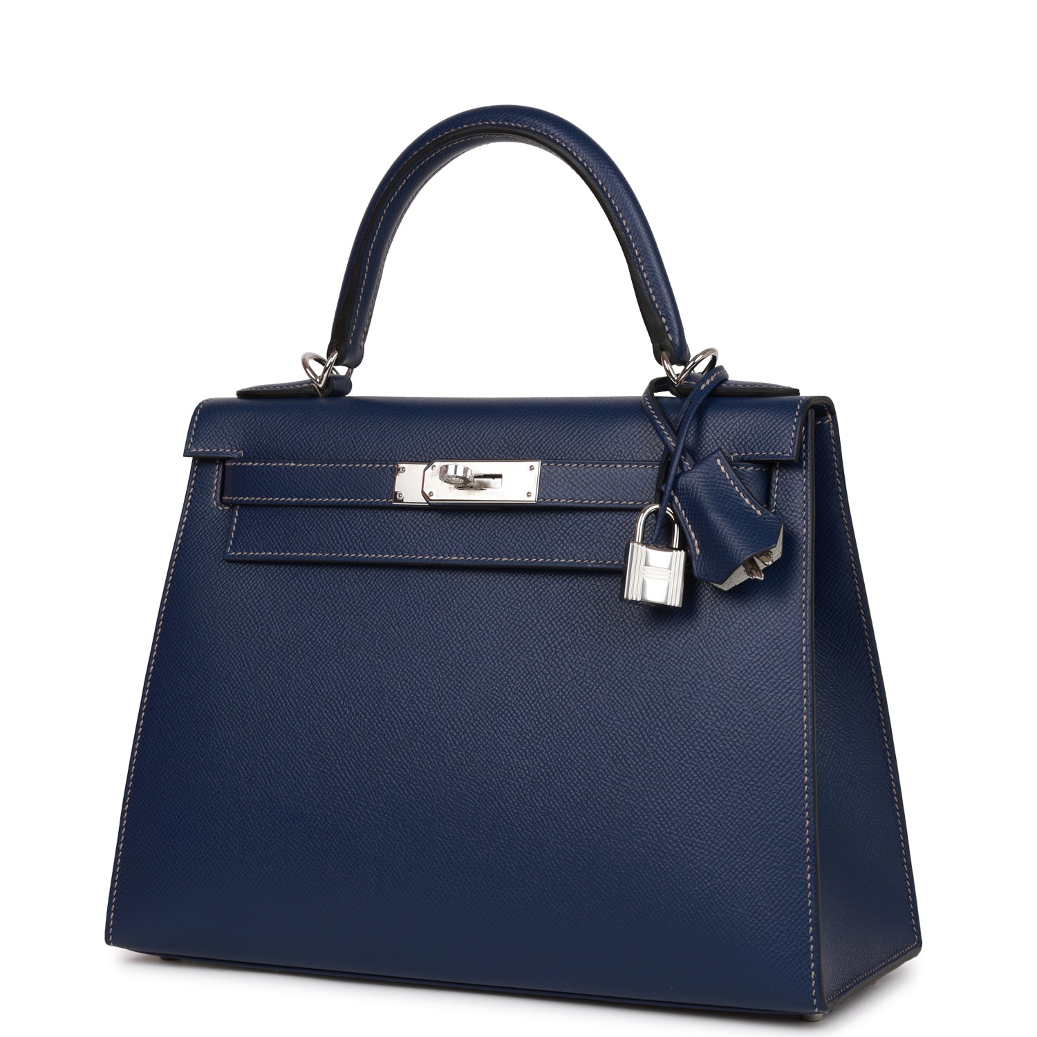 Hermes Special Order (HSS) Kelly Sellier 28 Bleu Indigo Epsom Palladium Hardware - sneakerhillcom