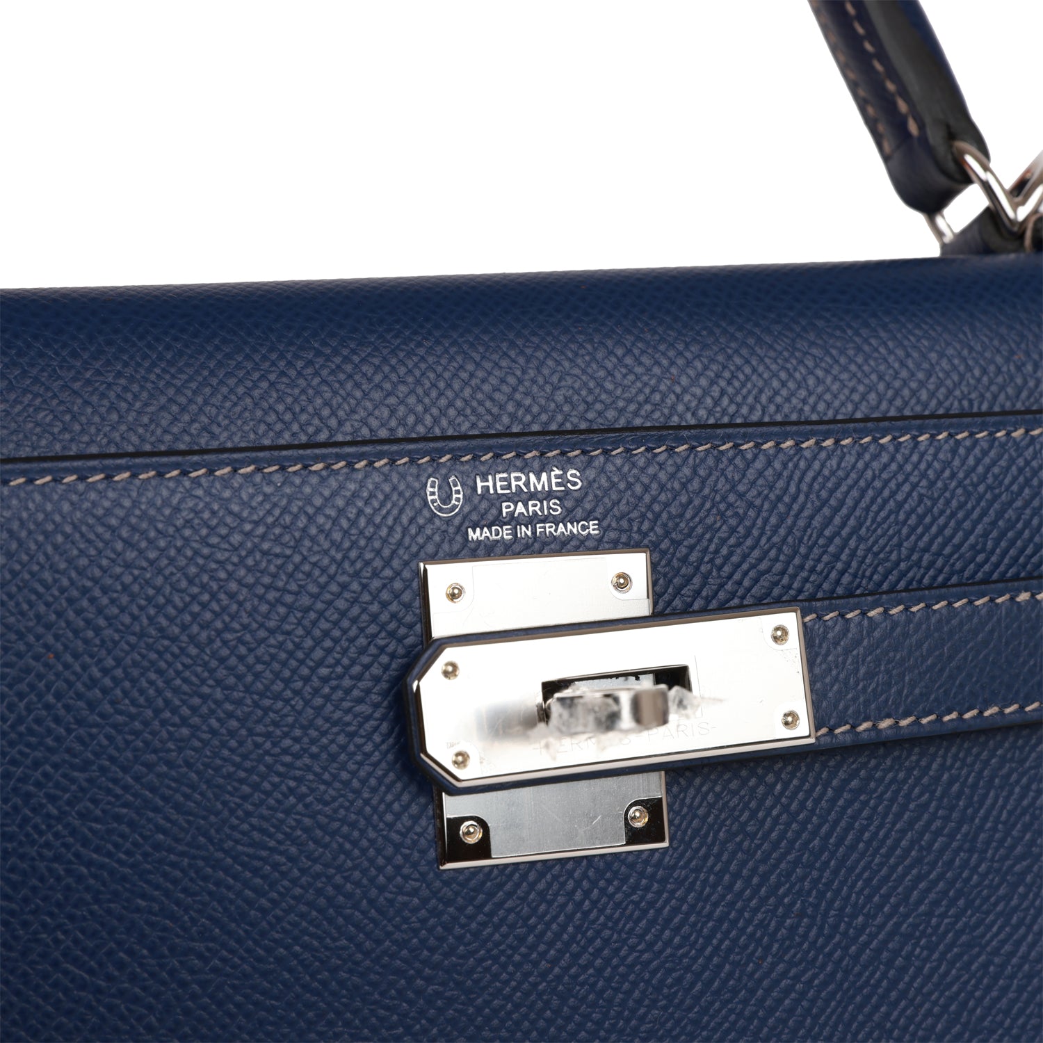 Hermes Special Order (HSS) Kelly Sellier 28 Bleu Indigo Epsom Palladium Hardware - sneakerhillcom