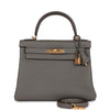 Kelly Retourne 28 Gris Meyer Clemence Gold Hardware Kilta bags