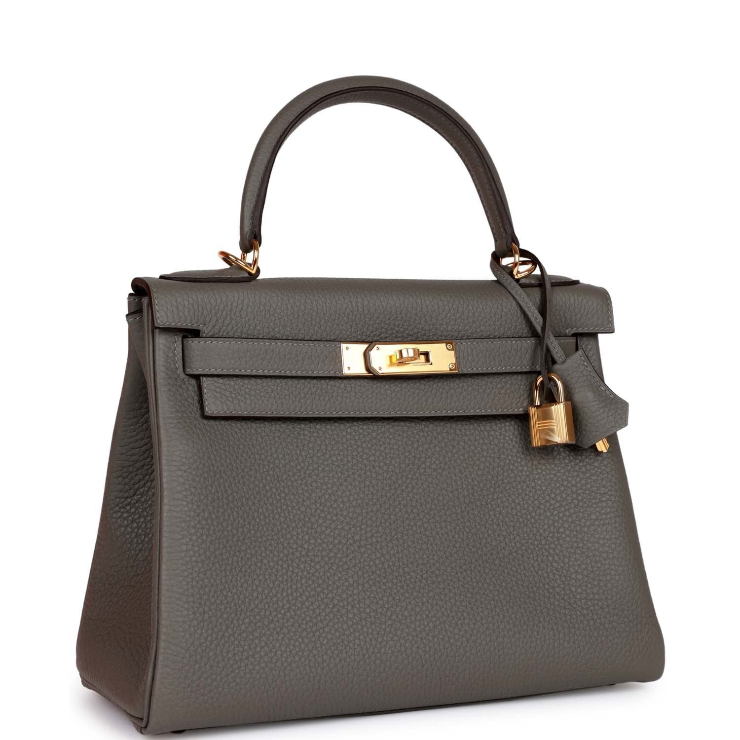 Kelly Retourne 28 Gris Meyer Clemence Gold Hardware Kilta bags