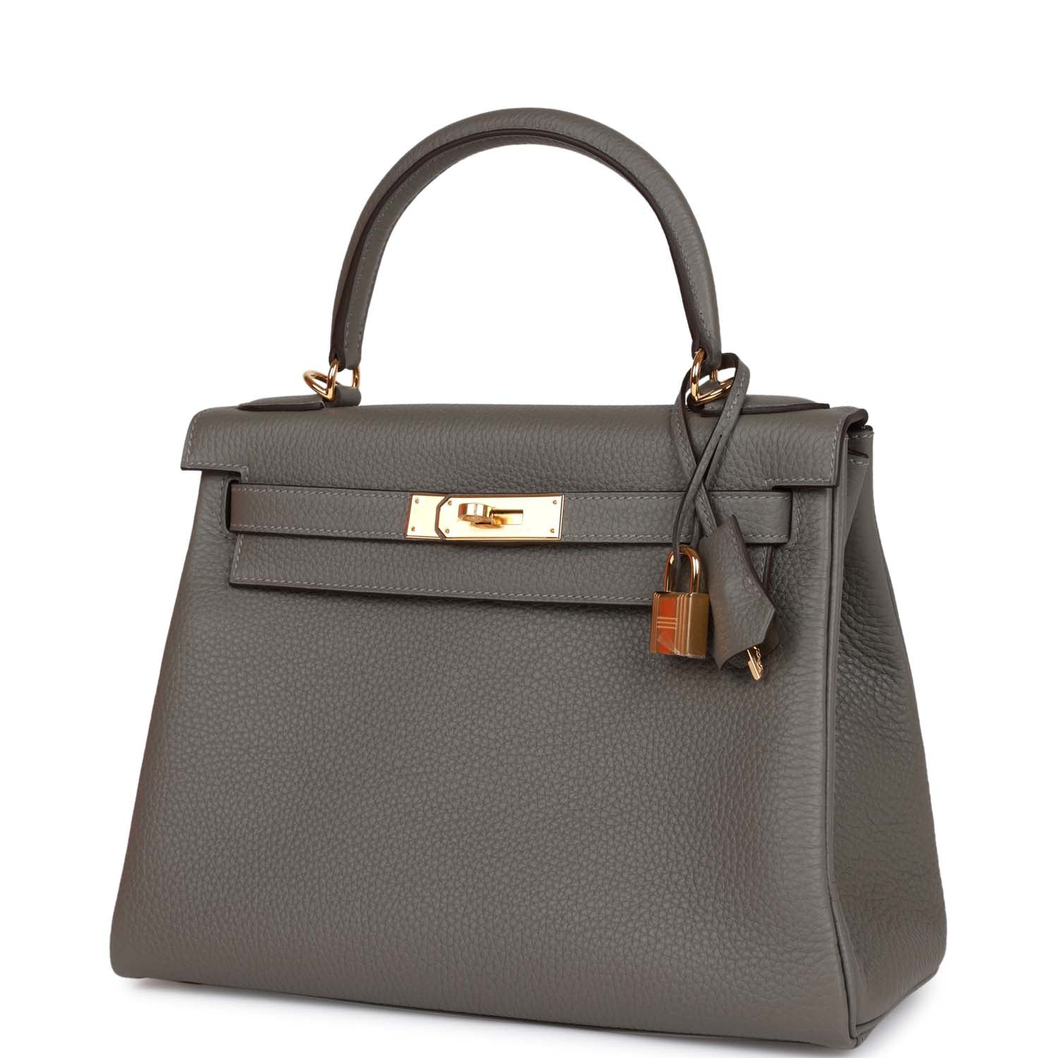 Kelly Retourne 28 Gris Meyer Clemence Gold Hardware Kilta bags