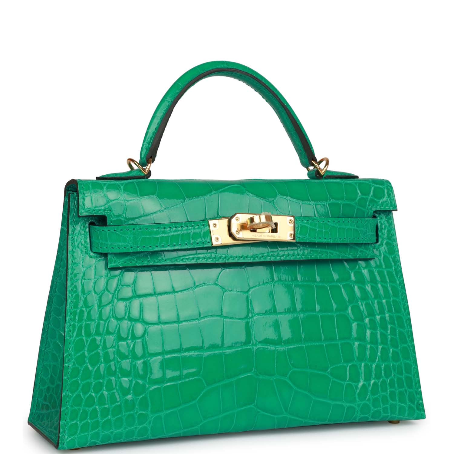 Kelly Sellier 20 Vert Jade Shiny Alligator Gold Hardware Kilta bags