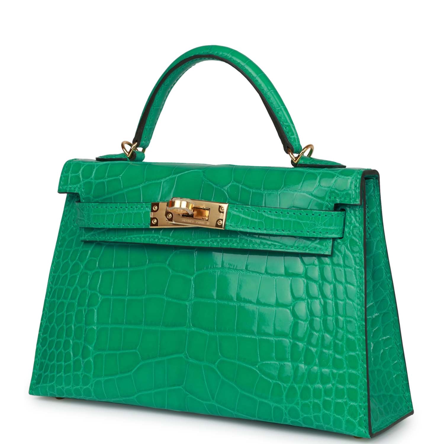 Kelly Sellier 20 Vert Jade Shiny Alligator Gold Hardware Kilta bags