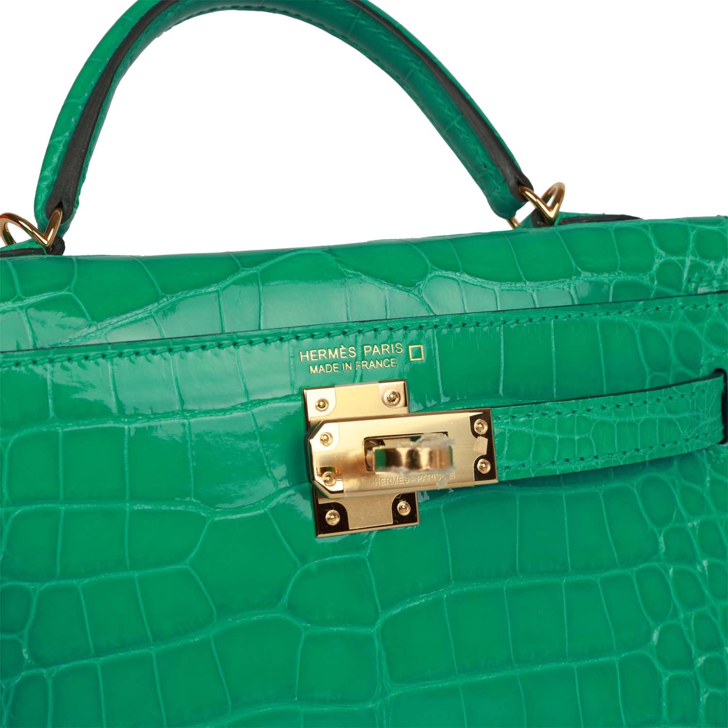 Kelly Sellier 20 Vert Jade Shiny Alligator Gold Hardware Kilta bags