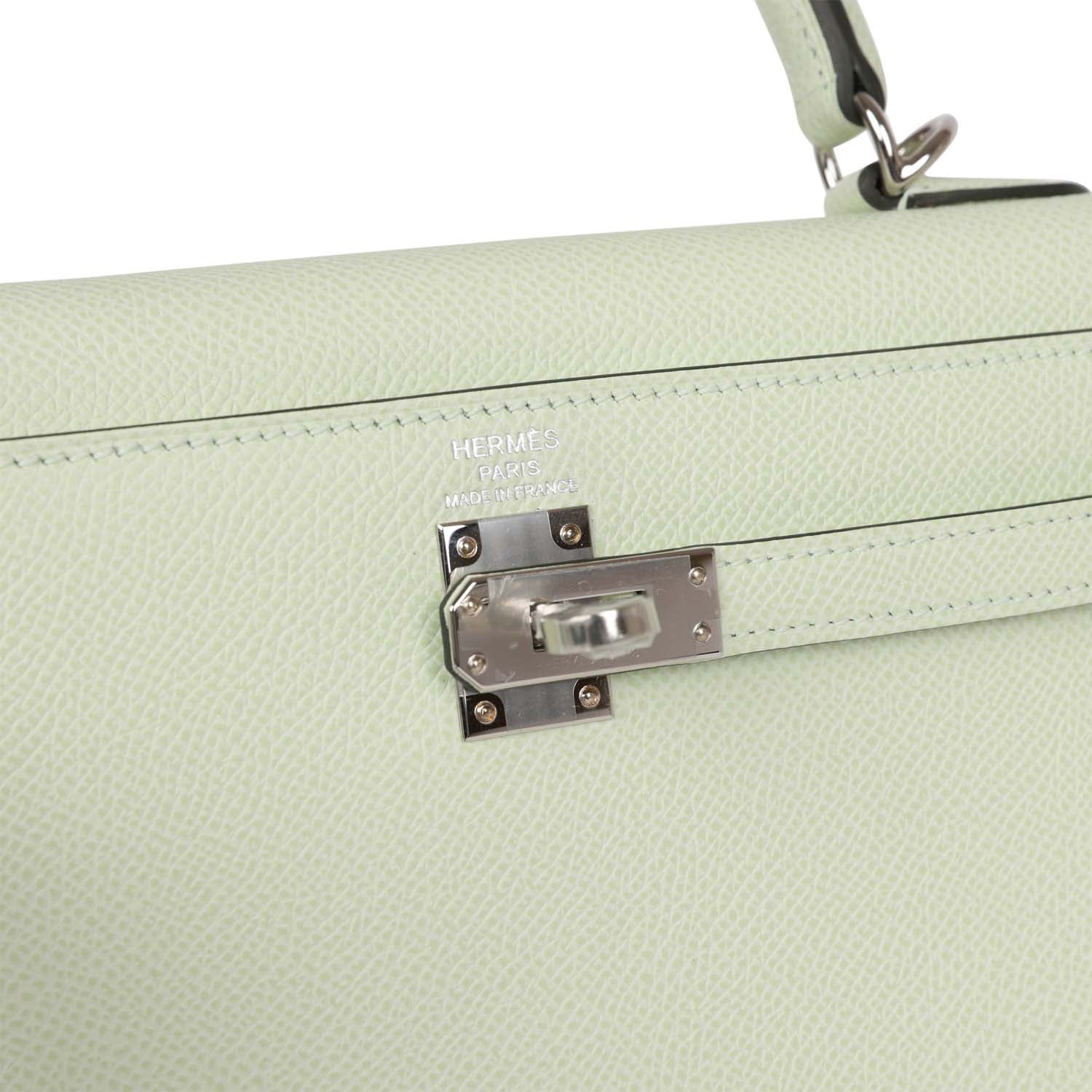 Hermes Kelly Sellier 25 Vert Fizz Epsom Palladium Hardware - sneakerhillcom