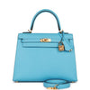 Hermes Kelly Sellier 25 Celeste Epsom Gold Hardware - sneakerhillcom