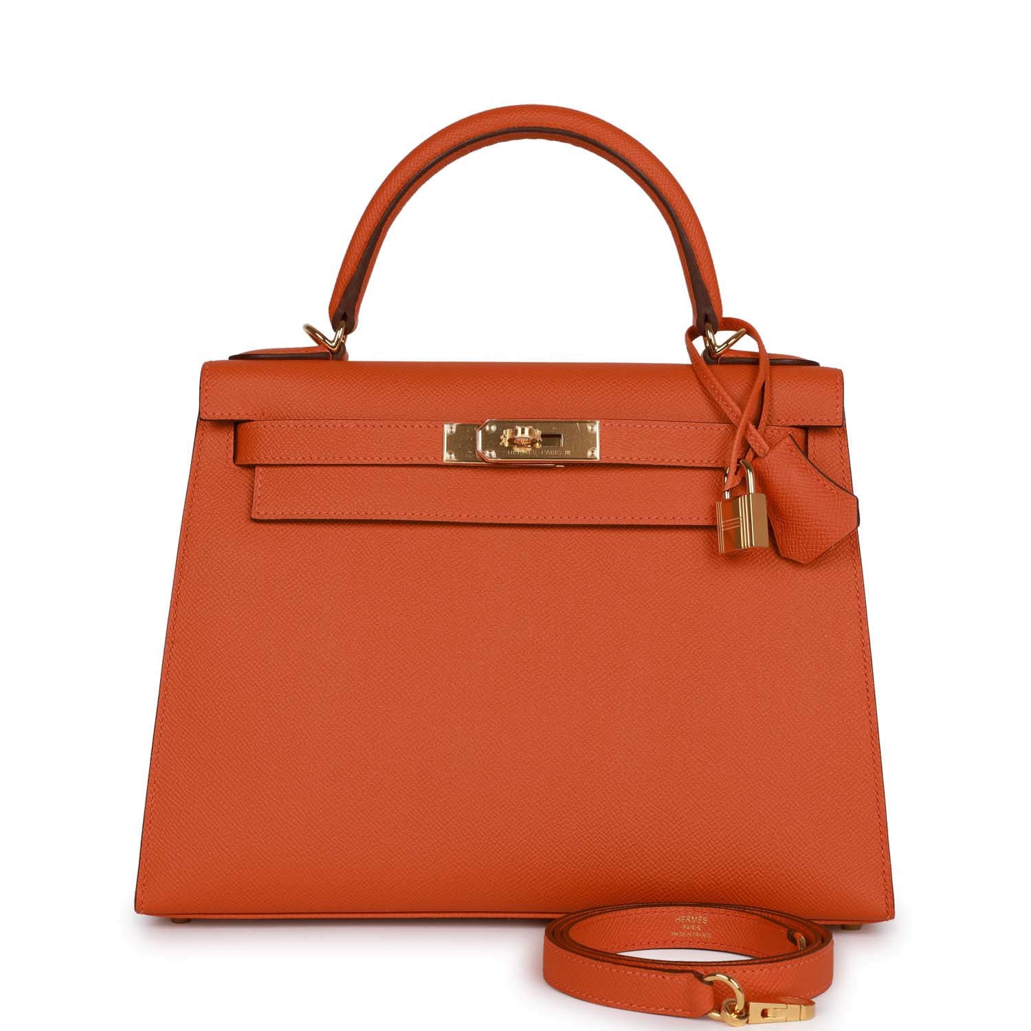 Kelly Sellier 28 Orange Epsom Gold Hardware Kilta bags