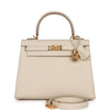 Kelly Sellier 25 Craie Epsom Gold Hardware Kilta bags