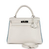 Bi-color Kelly Retourne 28 White and Blue Jean Epsom Palladium Hardware kilta bags