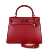 Kelly Sellier 28 Rouge Vif Tadelakt Gold Hardware Kilta bags