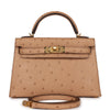 Kelly Sellier 20 Chai Ostrich Gold Hardware Kilta bags