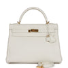 Kelly Retourne 32 White Clemence Gold Hardware Kilta bags