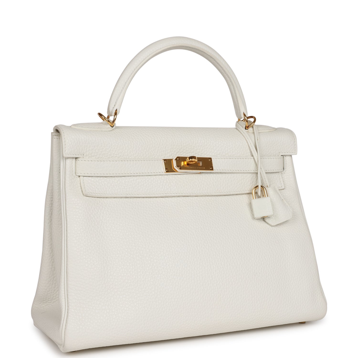 Kelly Retourne 32 White Clemence Gold Hardware Kilta bags