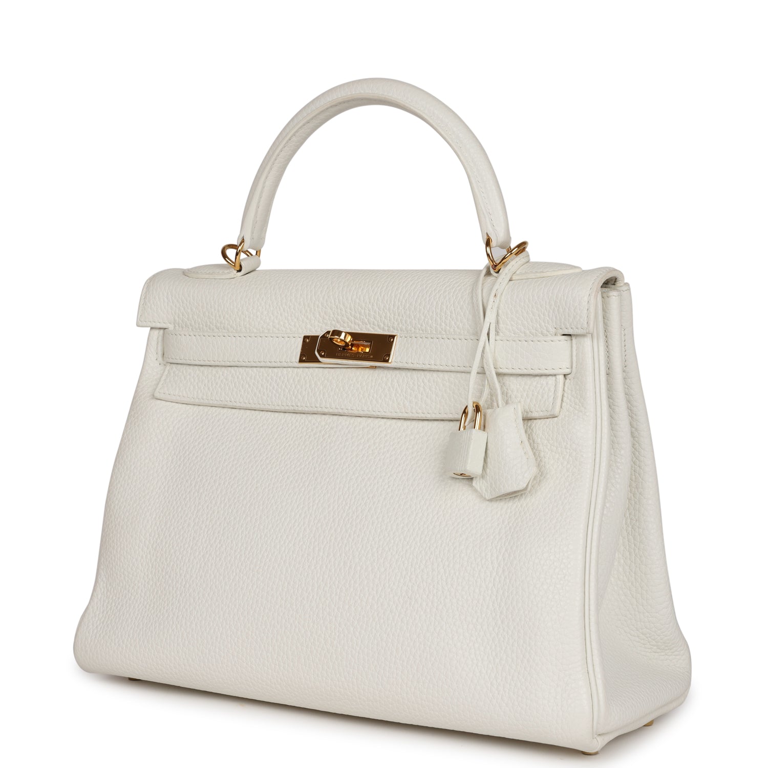 Kelly Retourne 32 White Clemence Gold Hardware Kilta bags