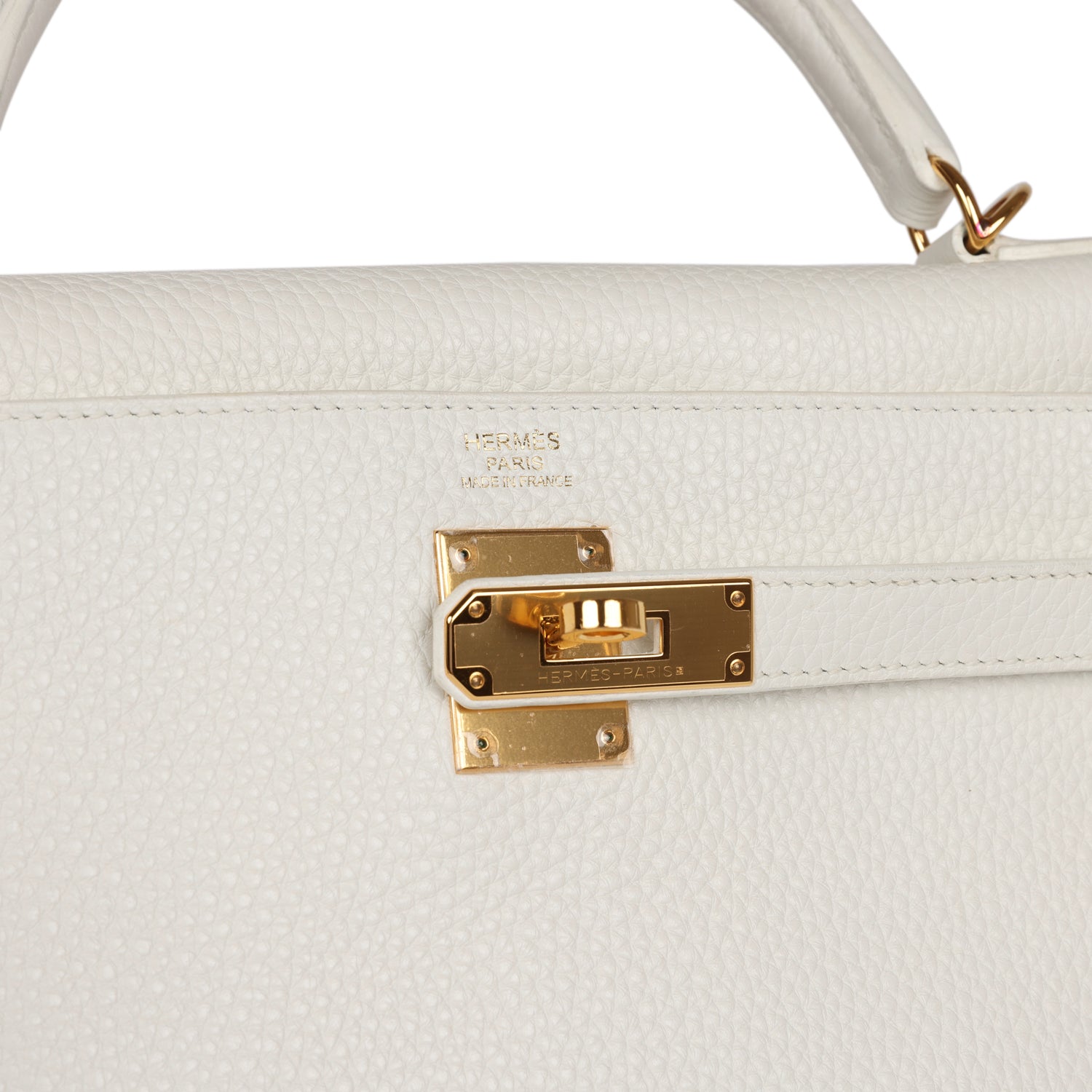 Kelly Retourne 32 White Clemence Gold Hardware Kilta bags