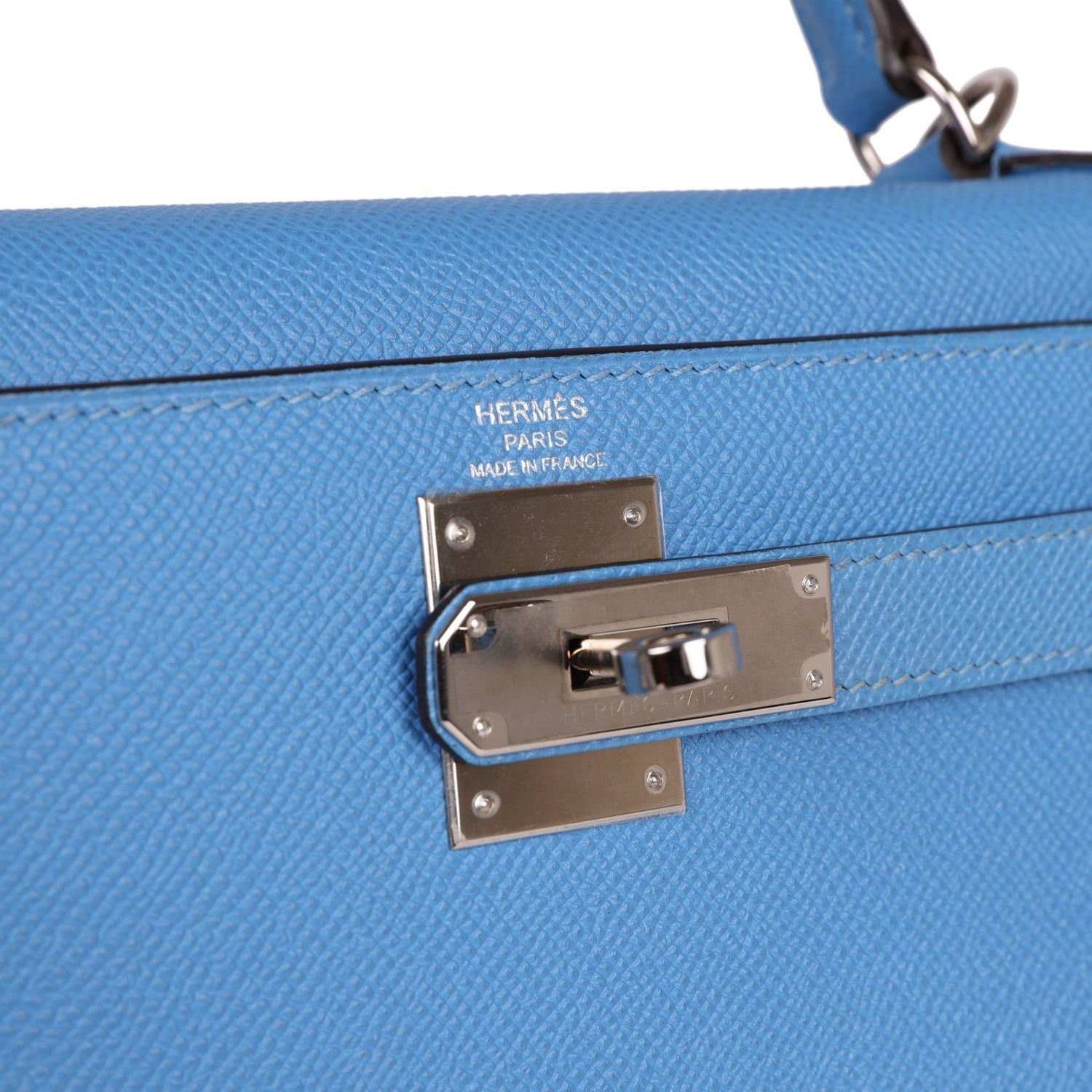 Kelly Sellier 28 Bleu Azur Epsom Palladium Hardware Kilta bags