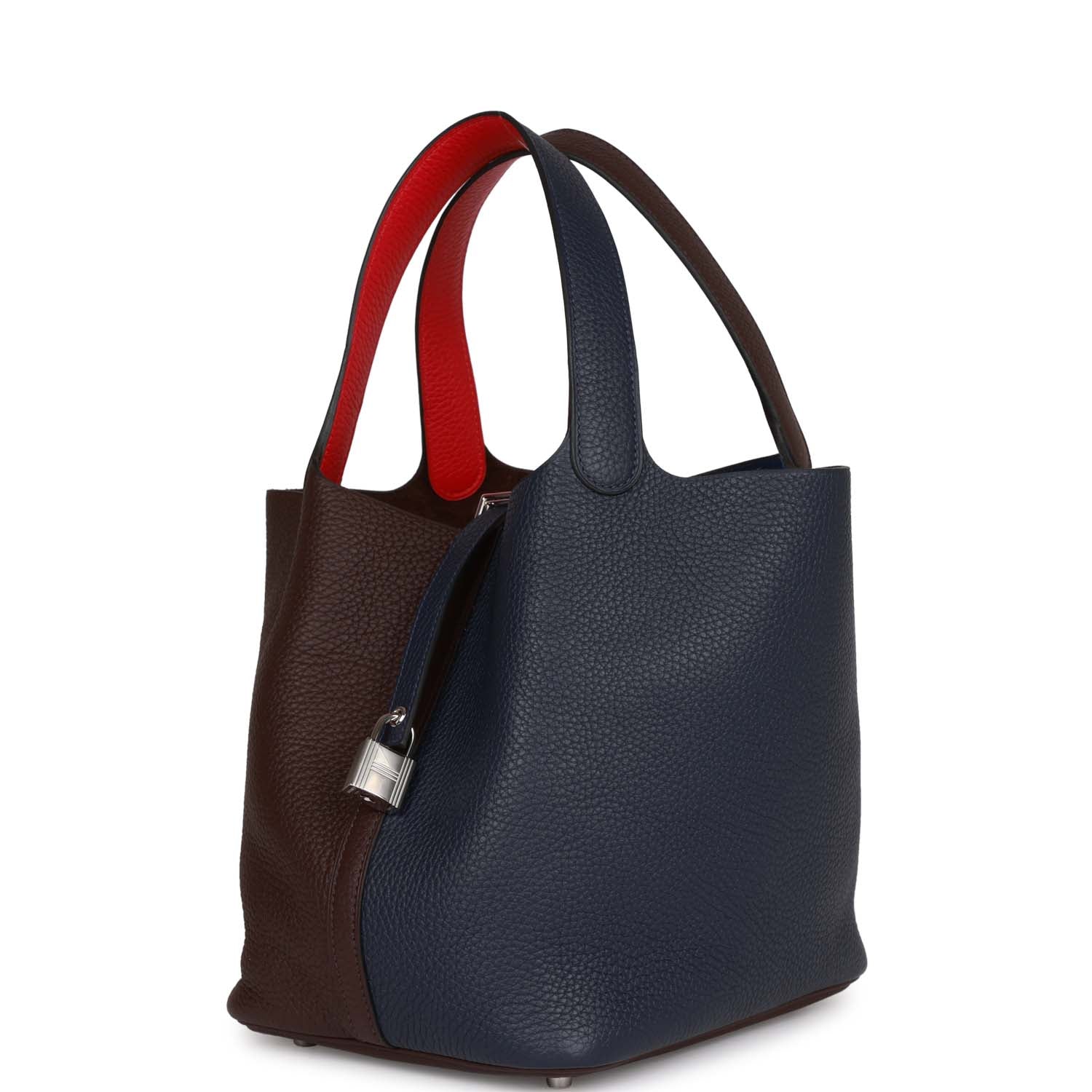 Hermes Picotin Lock 22 Casaque Bleu Nuit, Framboise and Rouge Sellier Clemence Palladium Hardware Kilta bags