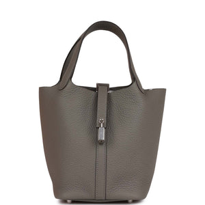 Picotin Lock 18 Gris Meyer Clemence Palladium Hardware Kilta bags