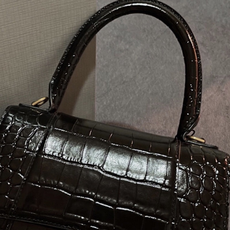 Sneakerhill - Handbag Crocodile Embossed Black - sneakerhillcom