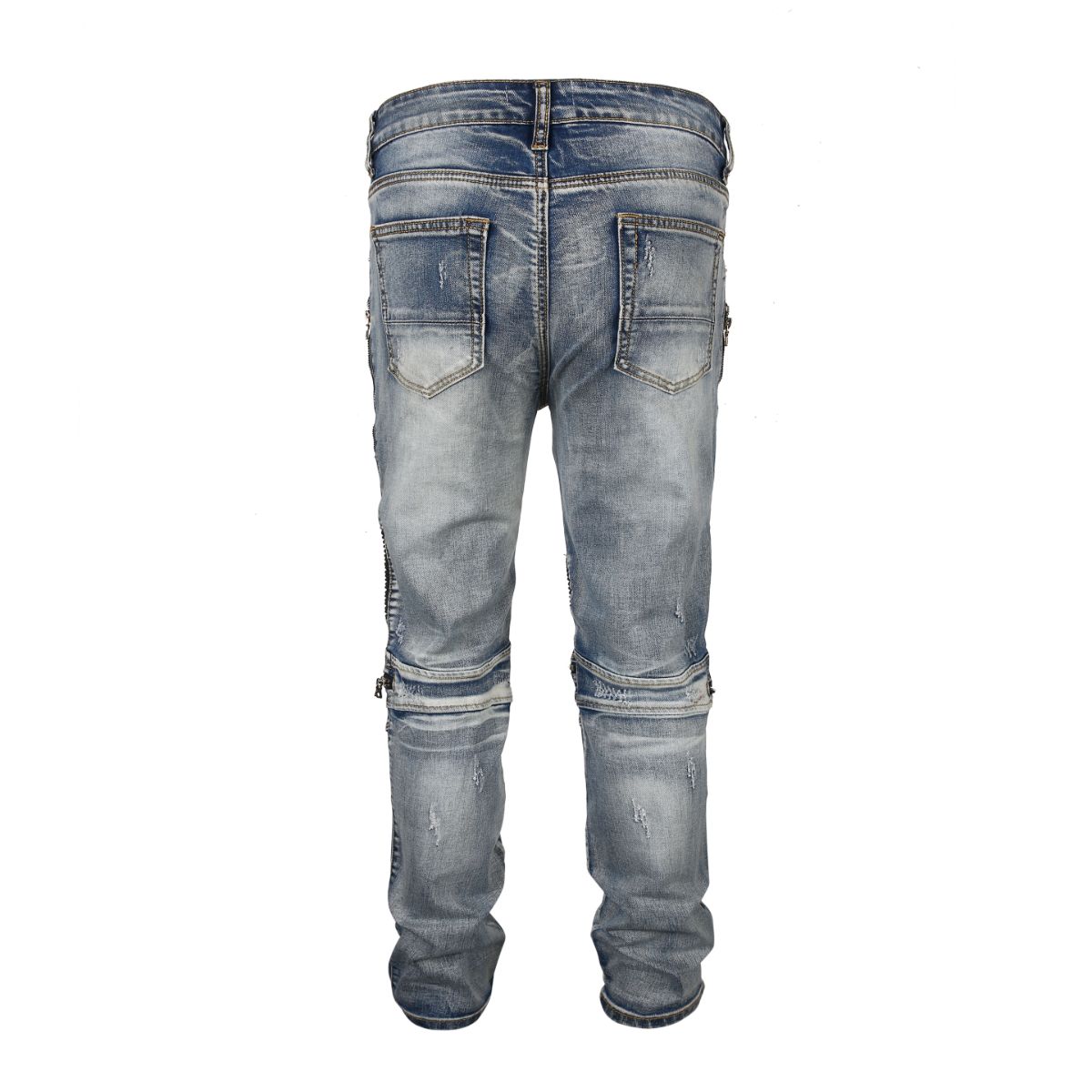 Sneakerhill NX1 | Biker Zip Denim - Washed Indigo - sneakerhillcom