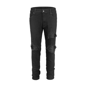 Sneakerhill Destroyed Biker Denim - Black - sneakerhillcom