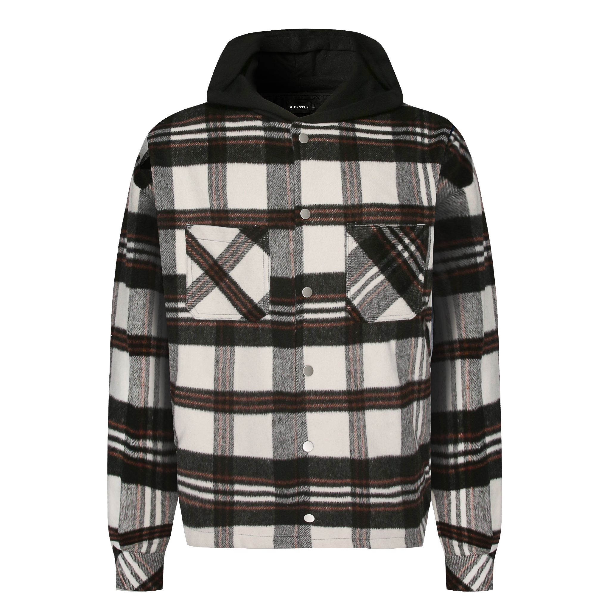 Hooded Flannel Jacket - Cream/Brown - sneakerhillcom