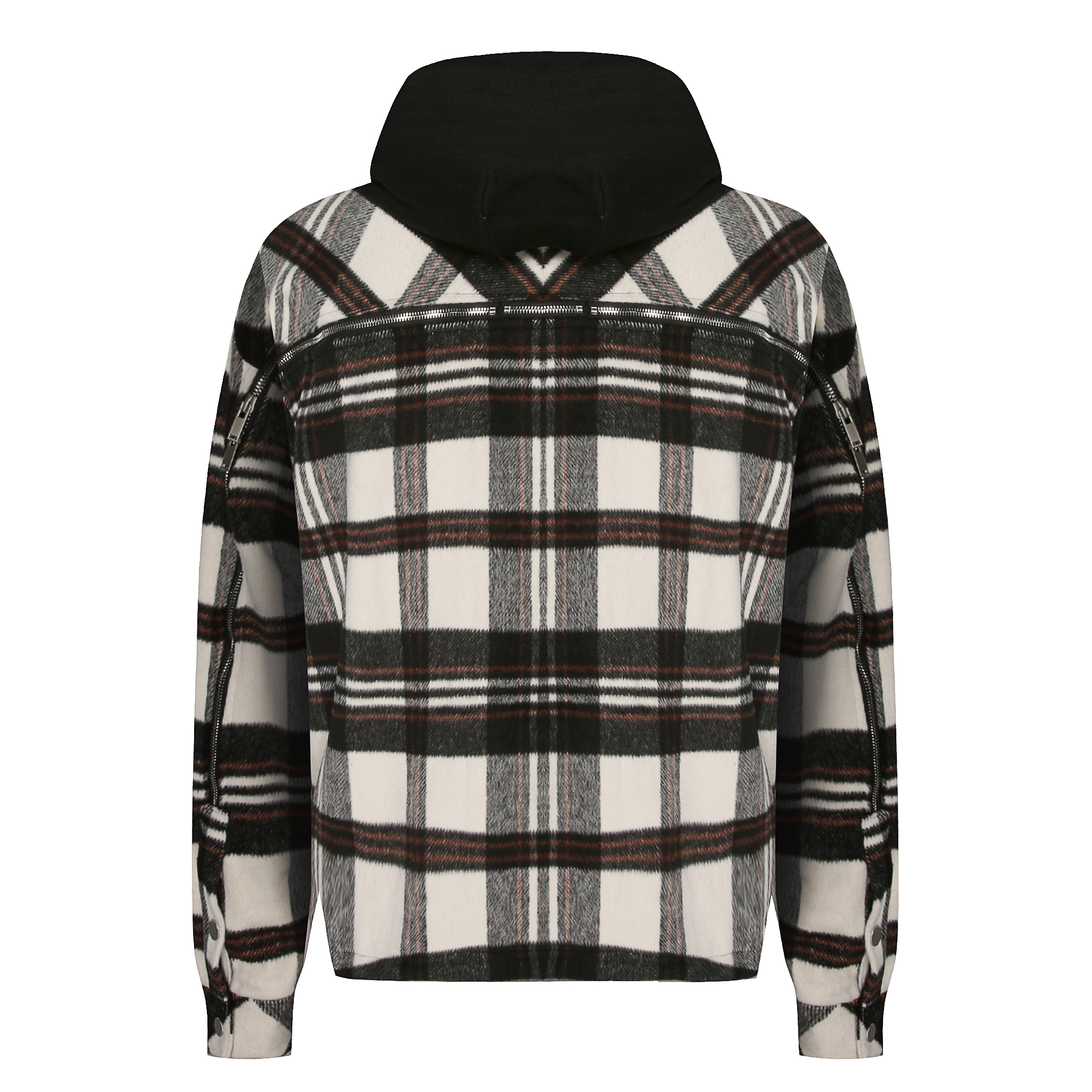 Hooded Flannel Jacket - Cream/Brown - sneakerhillcom