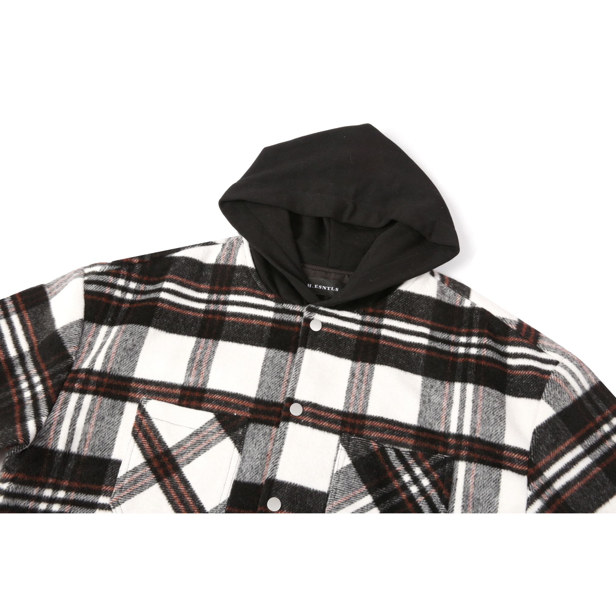 Hooded Flannel Jacket - Cream/Brown - sneakerhillcom